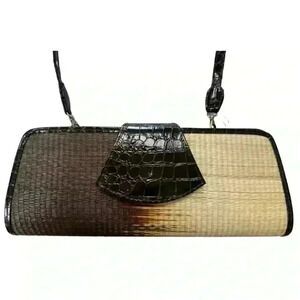 Le Sac Handmade Satchel Straw Leather Black Brown Cream